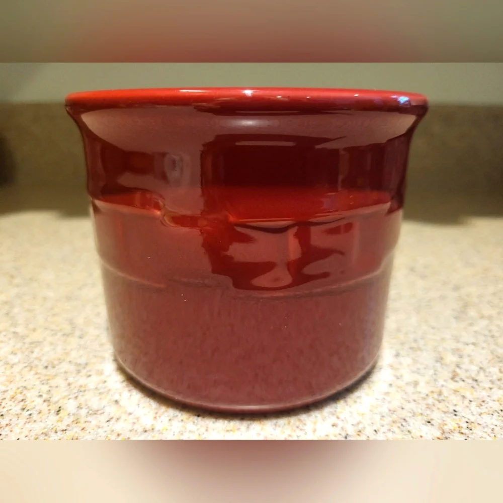 Longaberger Pottery Woven Traditions Paprika Round 1 Pint Salt Crock USA Made